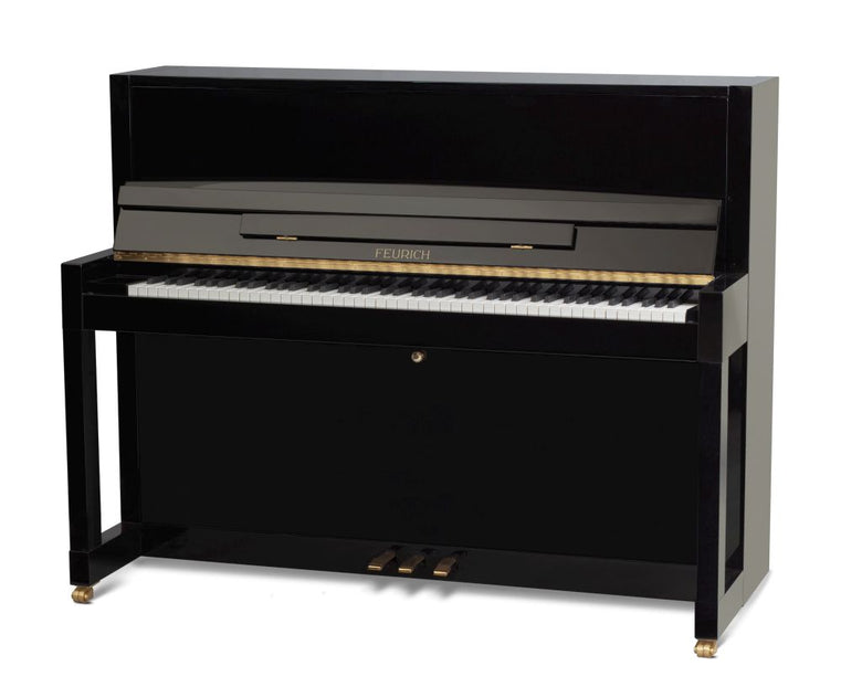 Feurich Mod. F115 - Premiere - Negro pulido, Herraje Dorado - Para Importación.