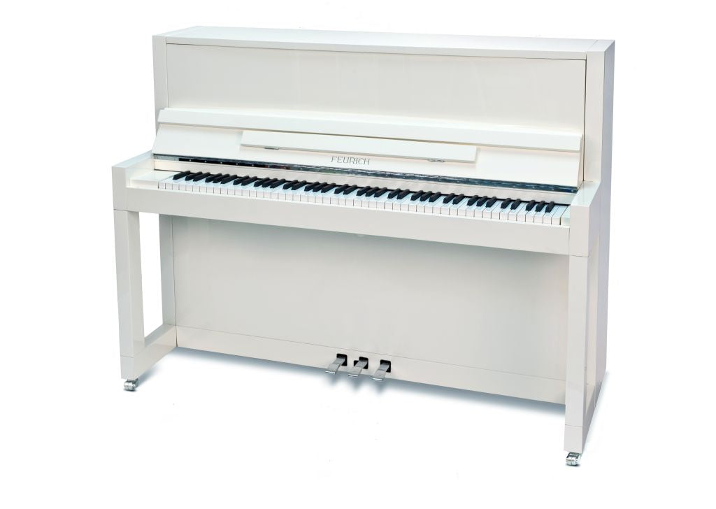 Feurich Mod. 115 - Premiere - Blanco pulido, Herraje cromado.