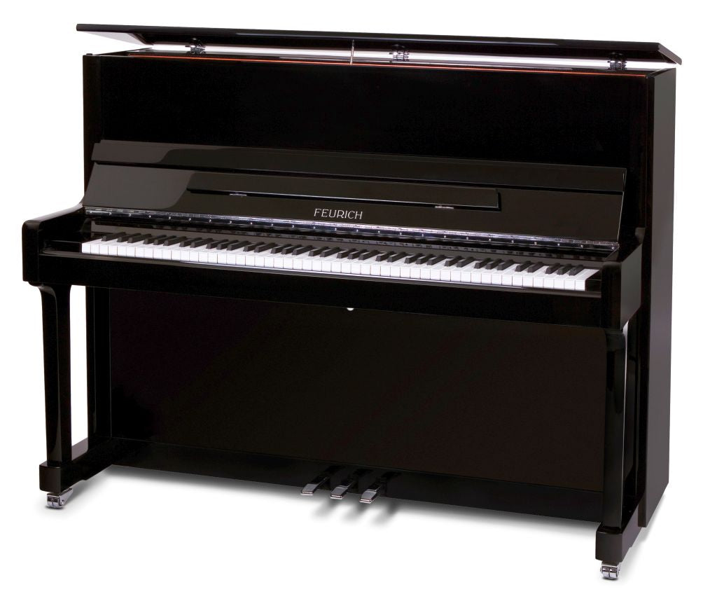 Feurich Mod. F122 - Universal - Negro pulido, Herraje cromado - Para Importación.