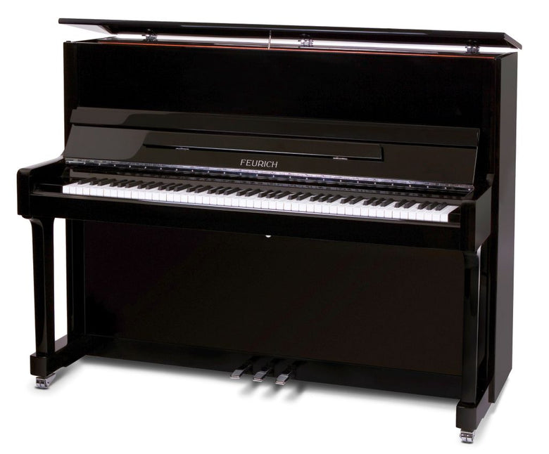 Feurich Mod. F122 - Universal - Negro pulido, Herraje cromado - Para Importación.